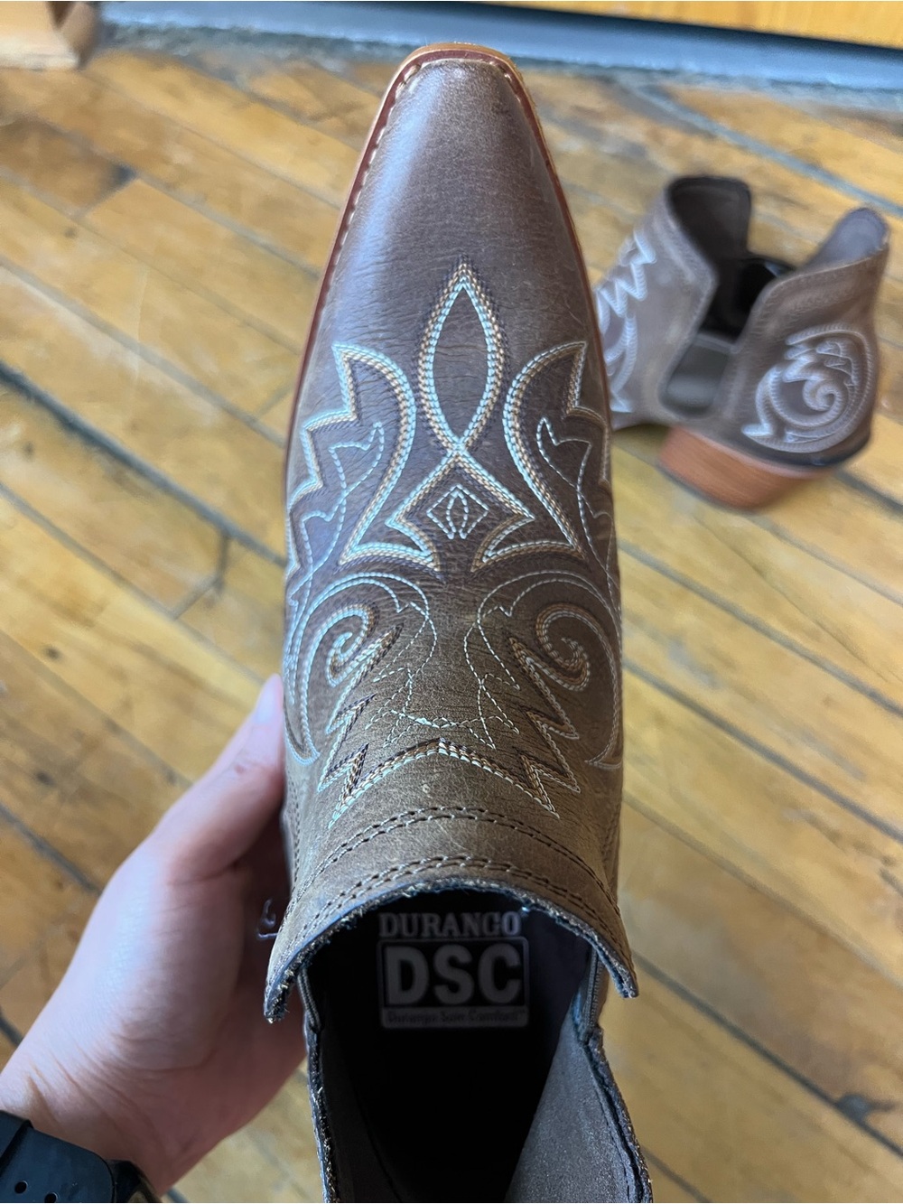 Durango Brown Western Embroidered Ankle Booties